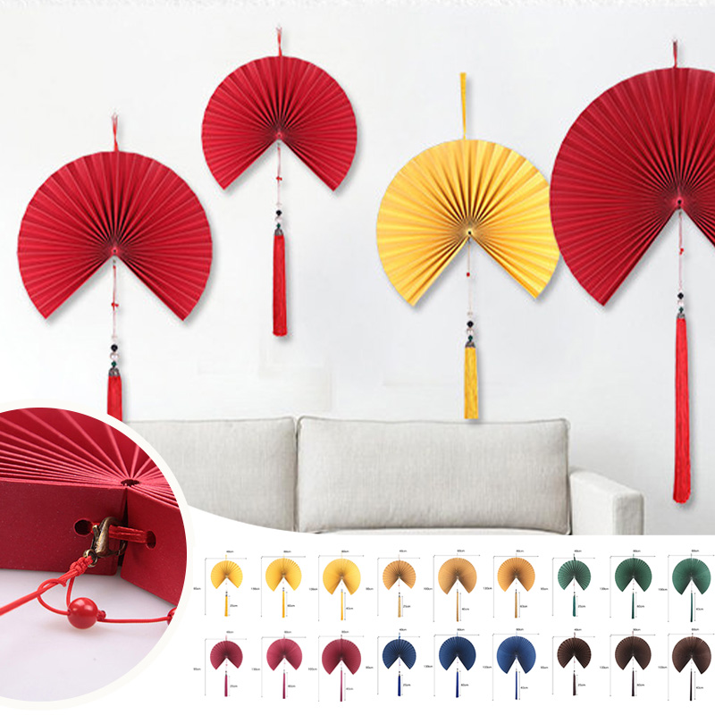Interior Design With Wallpaper - พัดลมตกแต่งสไตล์จีนขนาด 40/60/80 ซม. สำหรับตกแต่งผนังทีวี ตกแต่งห้องนั่งเล่น ศิลปะแขวนผนังสร้างสรรค์