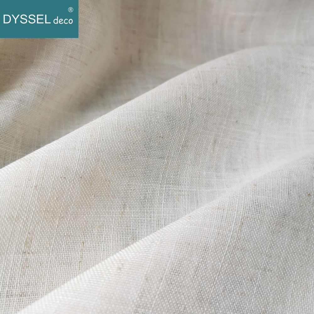 Linen Curtain Eyelet - ผ้าม่านโปร่งแสงสีขาวสไตล์ยุโรปแบบโมเดิร์นเดโค ลายผ้าลินิน สำหรับห้องนั่งเล่นและห้องนอน พร้อมห่วงตาไก่และลายคลื่น