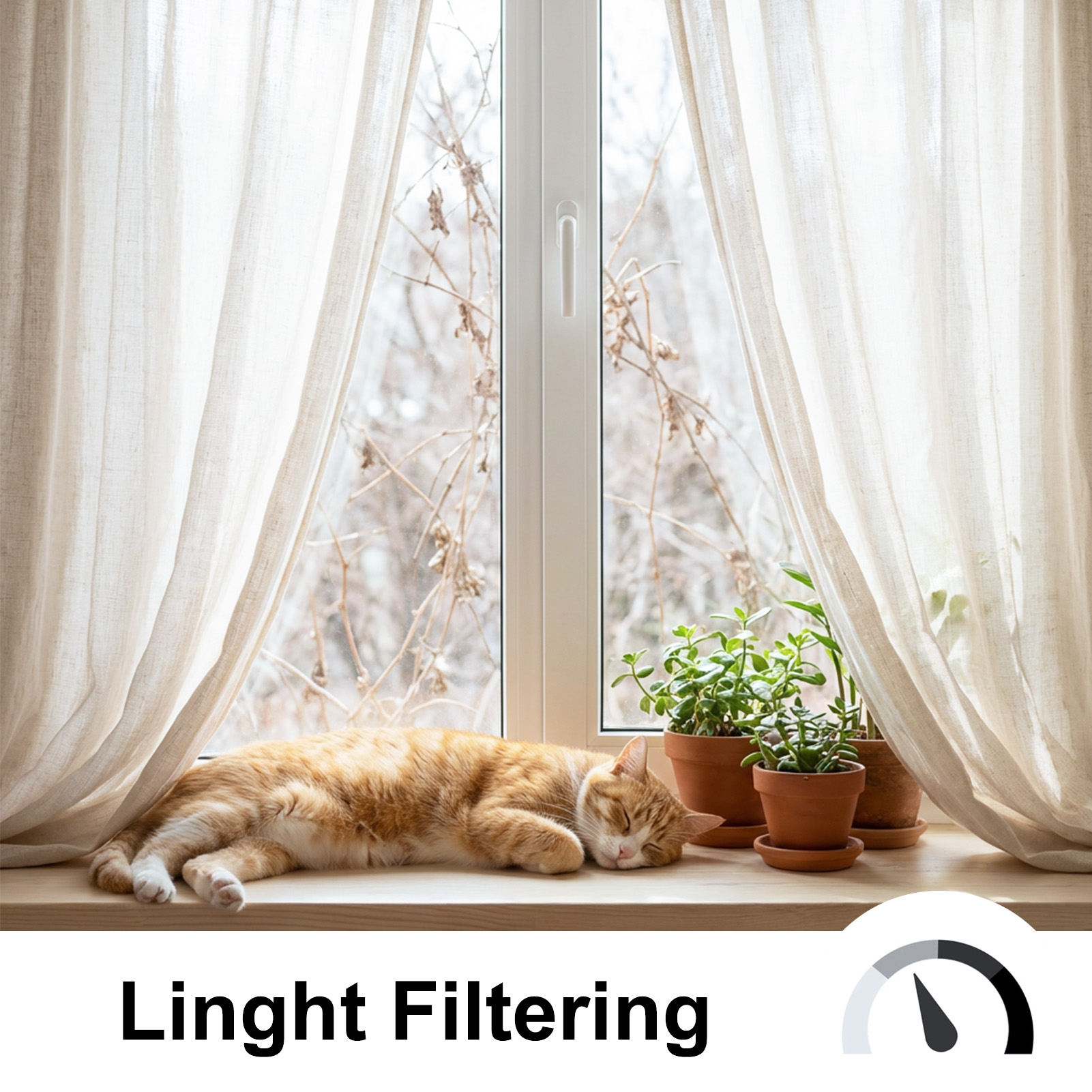 ผ้าม่านโปร่งสีเบจ 2 ชิ้น พร้อม - Linen Curtain Eyelet บทวิจารณ์และราคา
