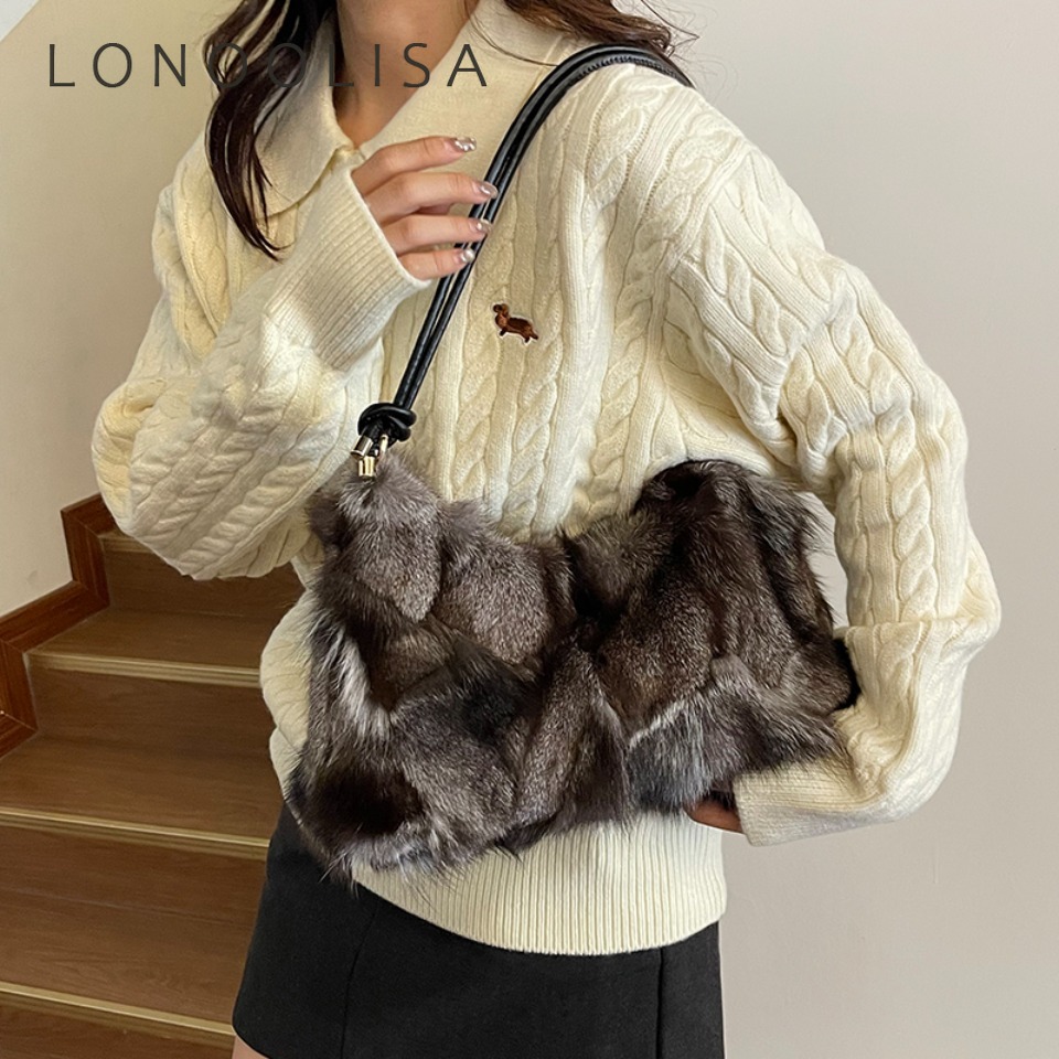 กระเป๋าสะพายไหล่ขนสุนัขจิ้งจอก - Interior Design Warm บทวิจารณ์และราคา