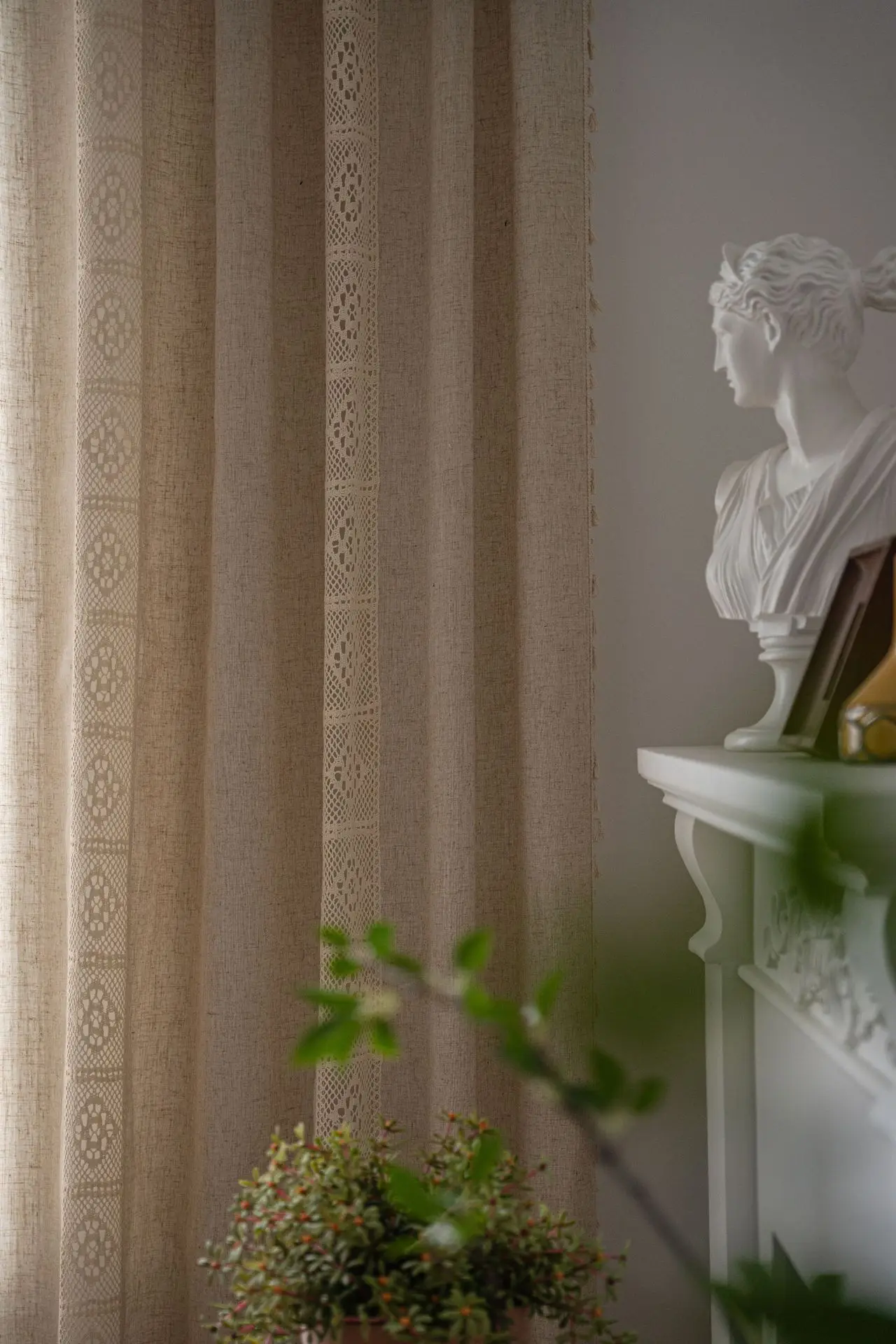 Boho ผ้าลินินกึ่งม่านบังแดด 1  - Linen Curtain Eyelet บทวิจารณ์และราคา