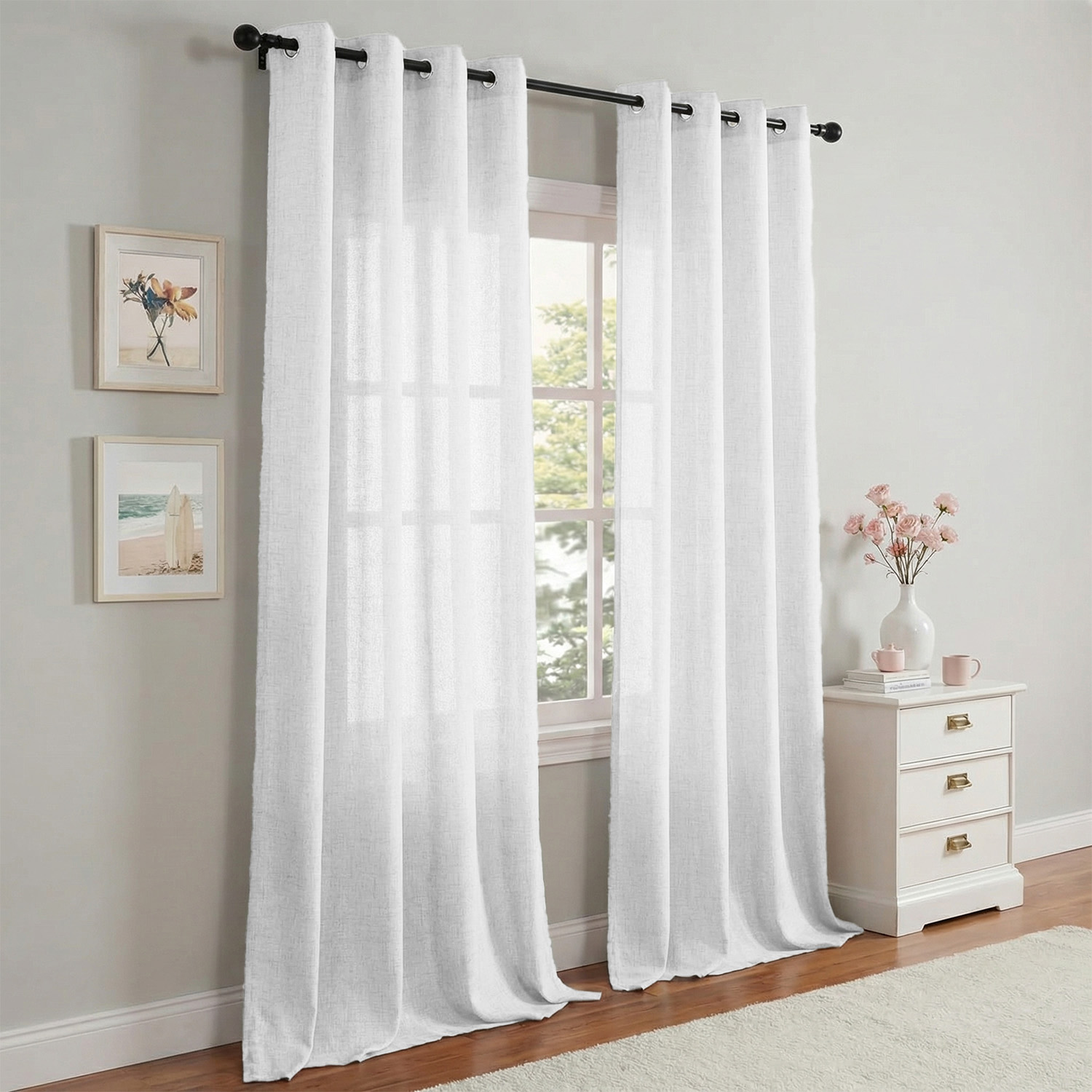 ผ้าม่านโปร่งเนื้อผ้าลินินเทียม - Linen Curtain Eyelet บทวิจารณ์และราคา