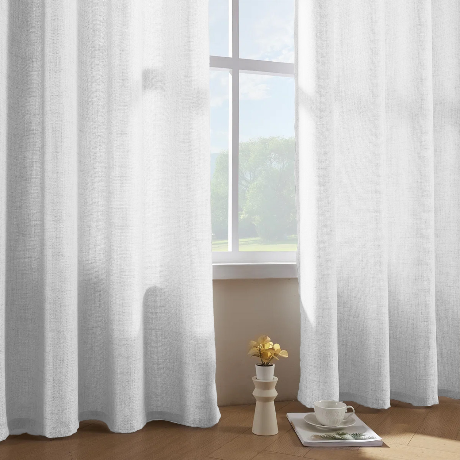 ผ้าม่านโปร่งเนื้อผ้าลินินเทียม - Linen Curtain Eyelet บทวิจารณ์และราคา