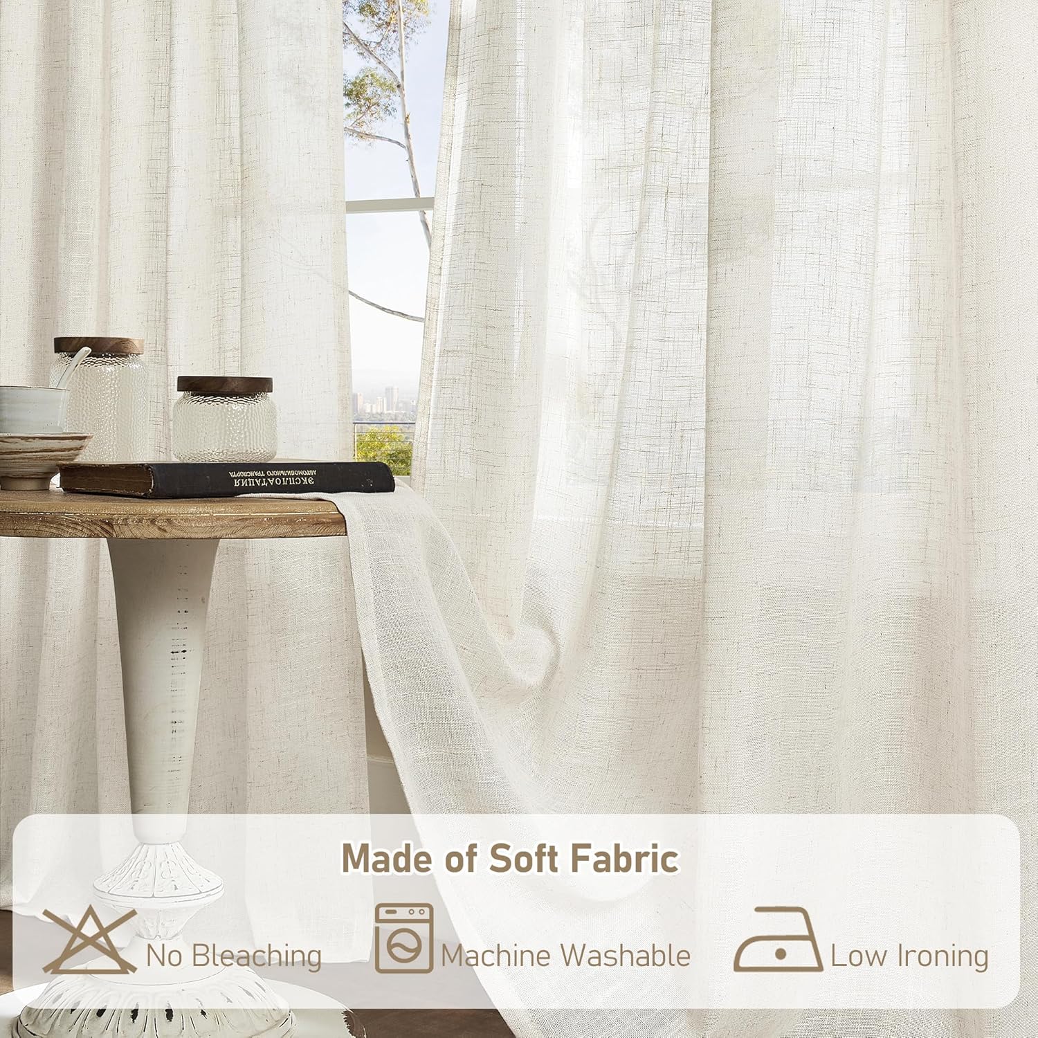 2PC สั้นผ้าลินินผ้าม่านห้องครั - Linen Roller Blind บทวิจารณ์และราคา