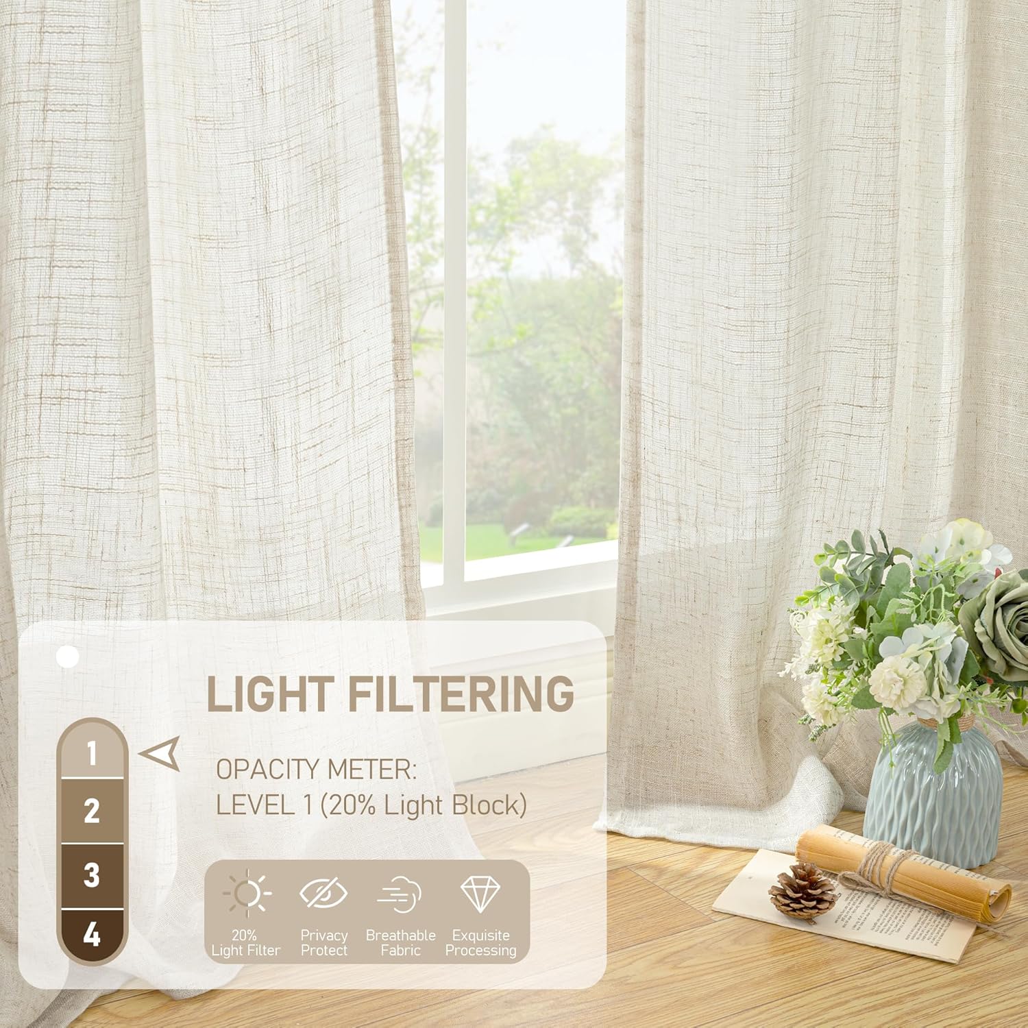 2PC สั้นผ้าลินินผ้าม่านห้องครั - Linen Roller Blind บทวิจารณ์และราคา